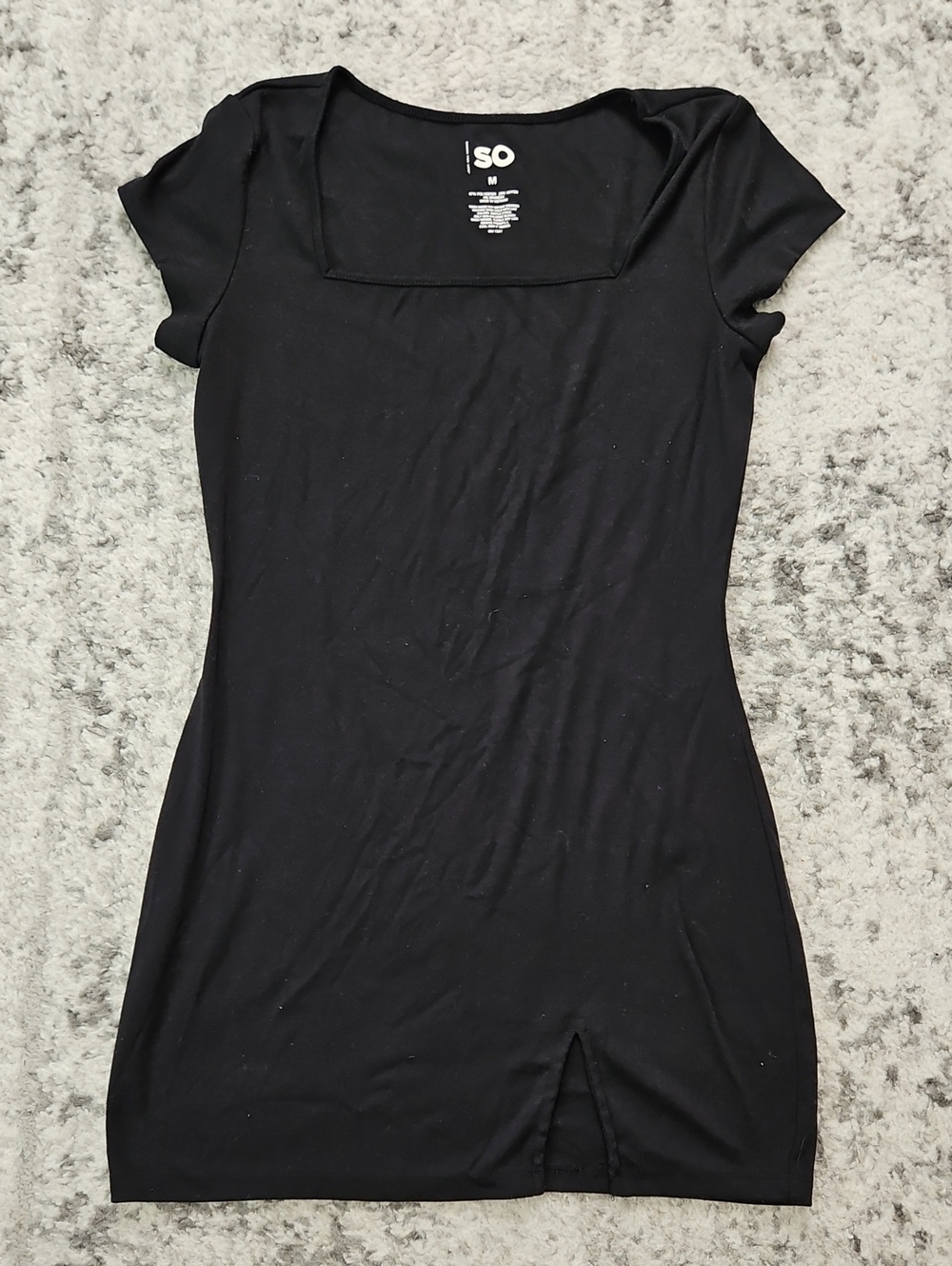 SO Black Mini Dress with Square Neck